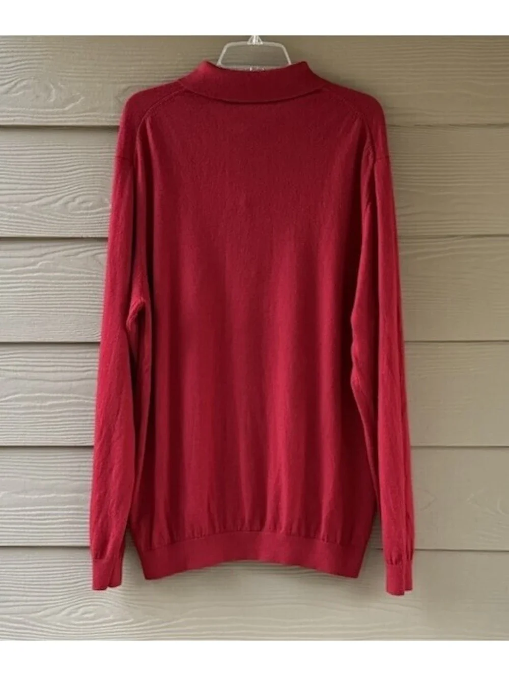 Turnbury Men's Extra Fine Merino Wool Dark Red Long Sleeve Polo Sweater Size 2XT